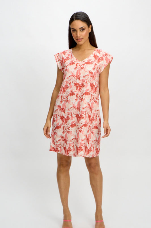 Apricot Flowers Cap Sleeve Woven Dress by Emproved Clothing