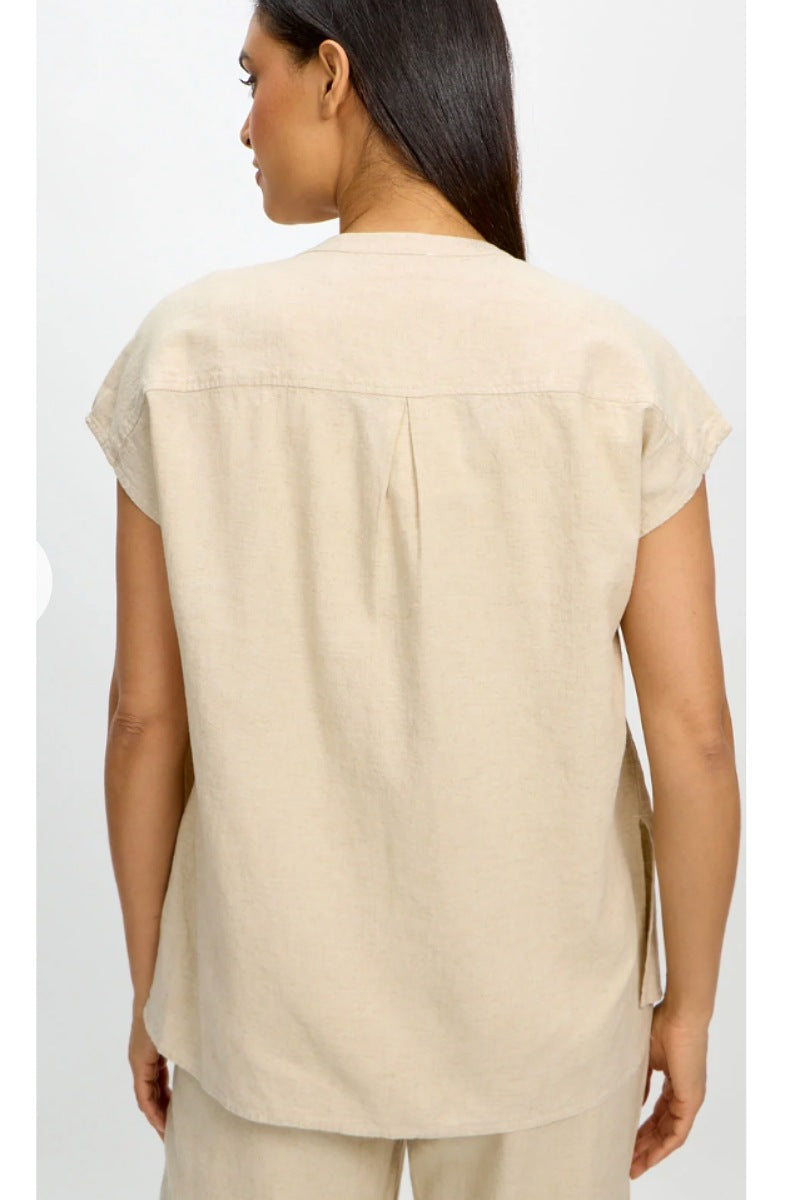 Woven Drop Shoulder Blouse in Flax by Emproved Clothing