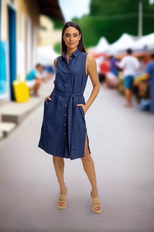 Blue denim sleeveless dress by Emproved