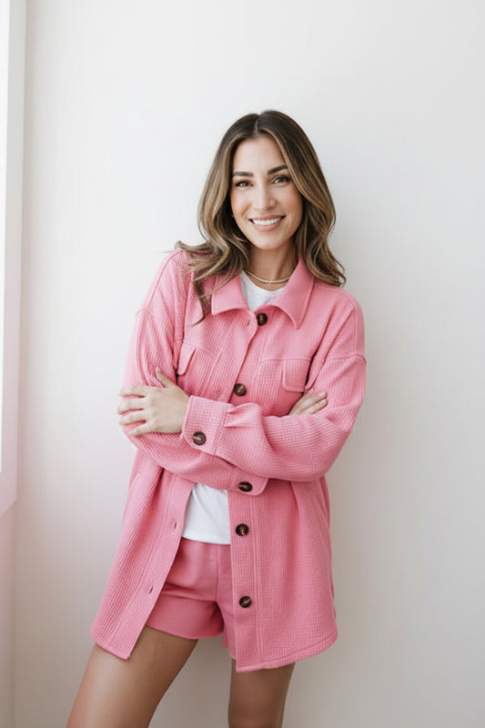 ASHCO. Jogger Shortie in Bubblegum Pink