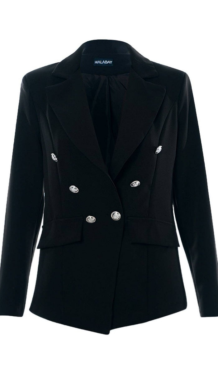 Double Breasted Buttoned Blazer in Black