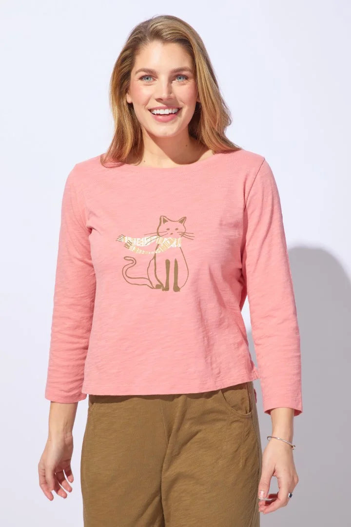 Chilly Cat in Rose Women's Boxy T-Shirt in Rose - Escape by Habitat