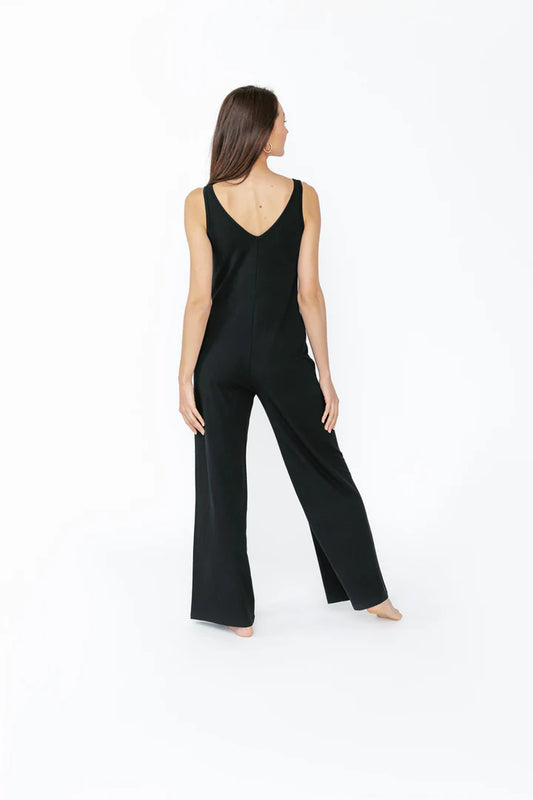 Final Sale TUESDAY WIDE LEG ROMPER II IN MIDNIGHT BLACK