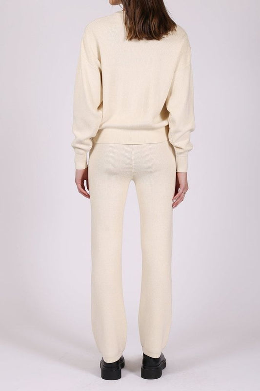 Ribbed Knit Pants (Cream) By Brunette The Label final sale