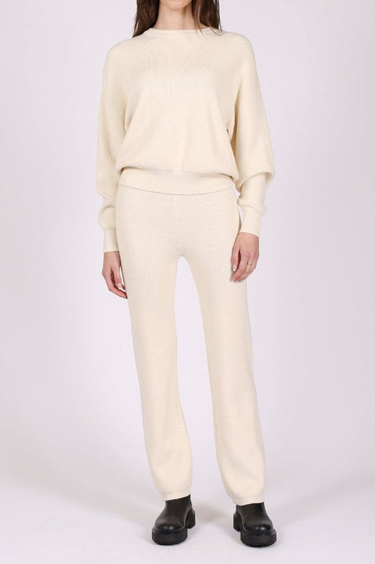 Ribbed Knit Pants (Cream) By Brunette The Label final sale