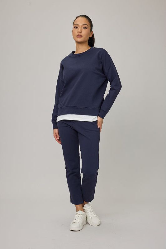 Women's Slim Fit Terry Cotton Pant Navy by Pistache Apparel