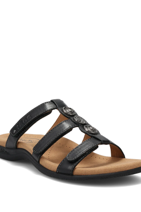 Women's Prize 4 Leather Slide Sandal in Black by Taos