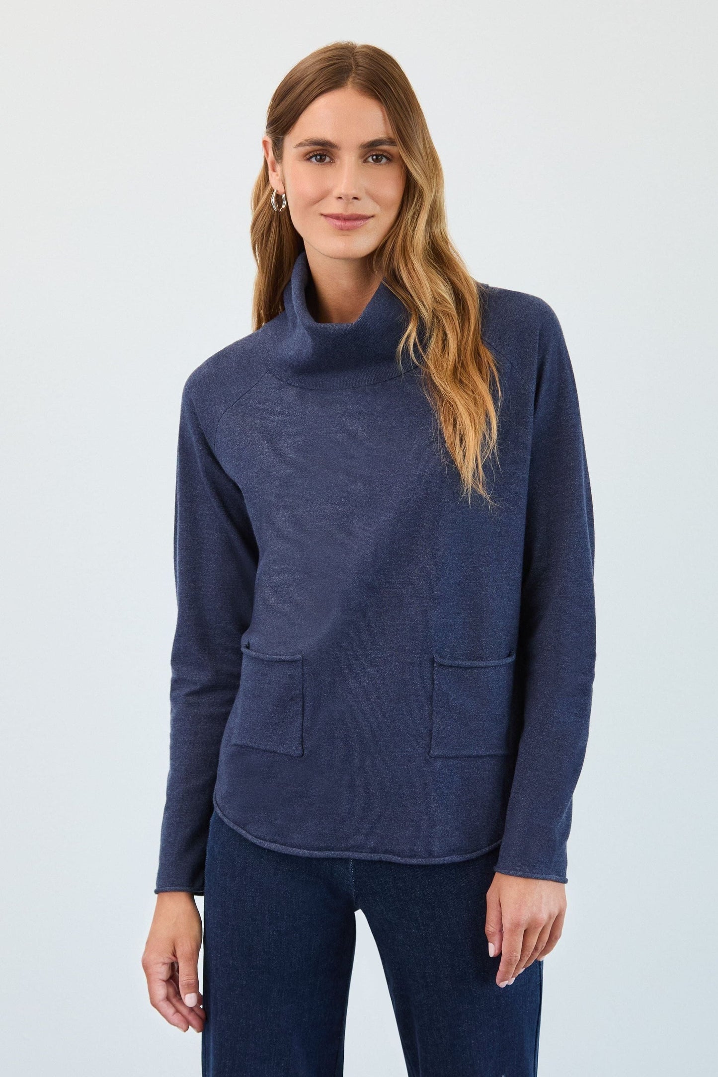 Women's Long Sleeve Cowl Neck Sweater in Dark Indigo by French Dressing Jeans