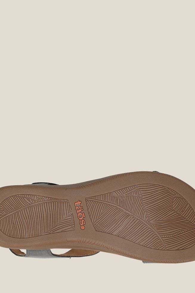 TAOS The Show Women's Steel Grey Leather Comfort Sandals – Arch Support & Adjustable Straps