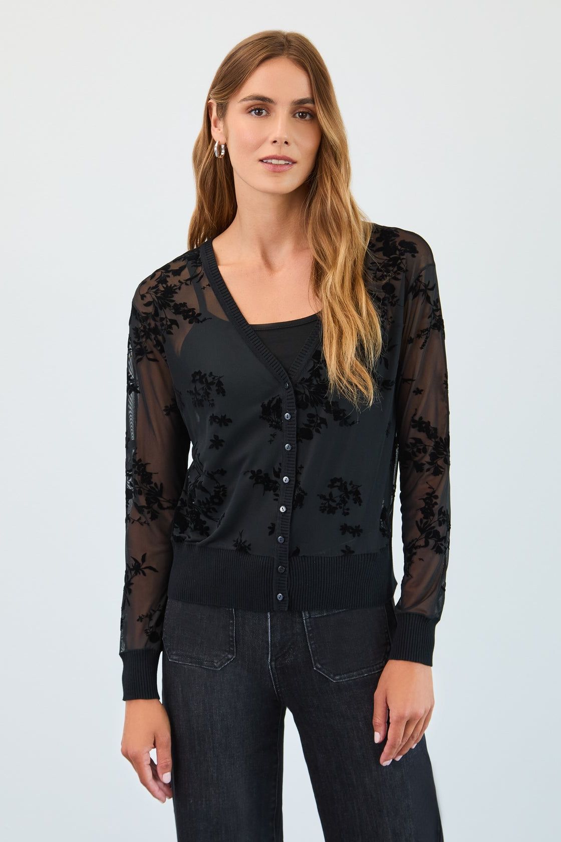 Women's 2 Piece Tank and Sheer Cardigan in Black by French Dressing Jeans