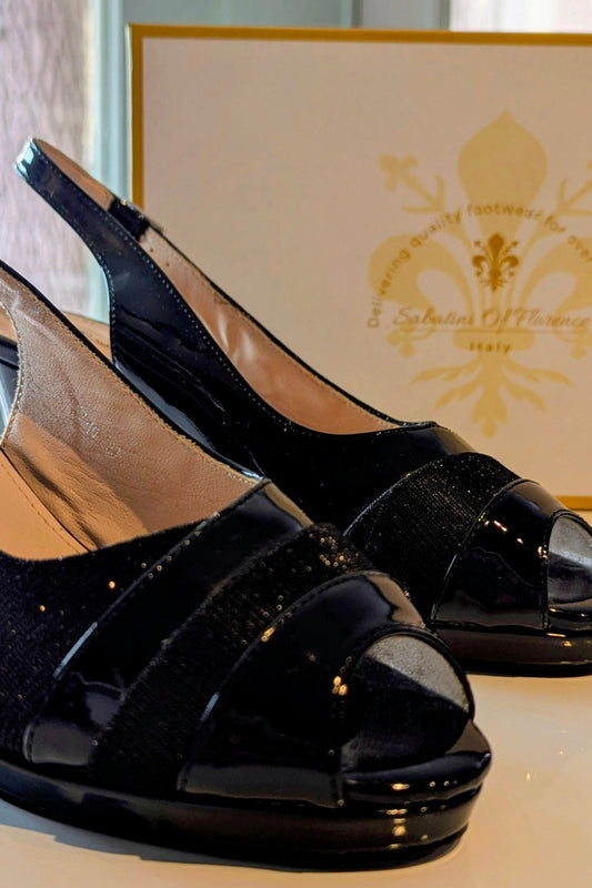 Women's Black Slingback with Shimmer by Sabatini of Florence Italy
