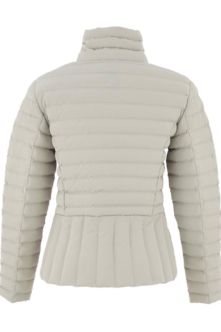 Women's Assymetrical Shawl Collar Quilted Jacket in Silver by Dolcezza