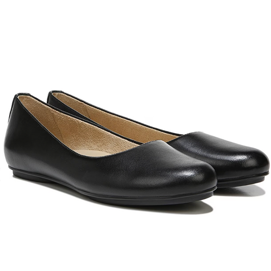 Maxwell Black Leather Ballet Flat by Naturalizer