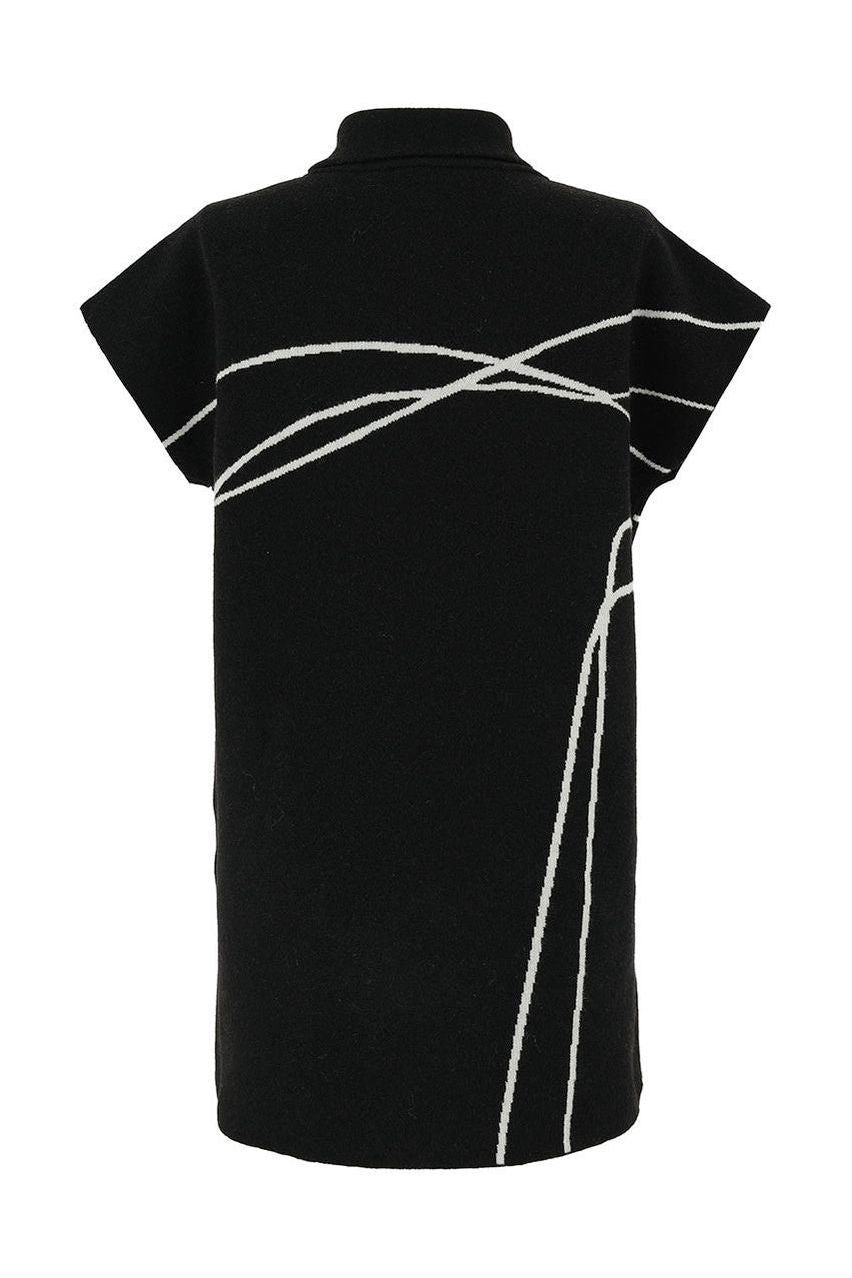 Women’s Cap Sleeve Knit Vest  – Black & White Abstract Lines by Dolcezza