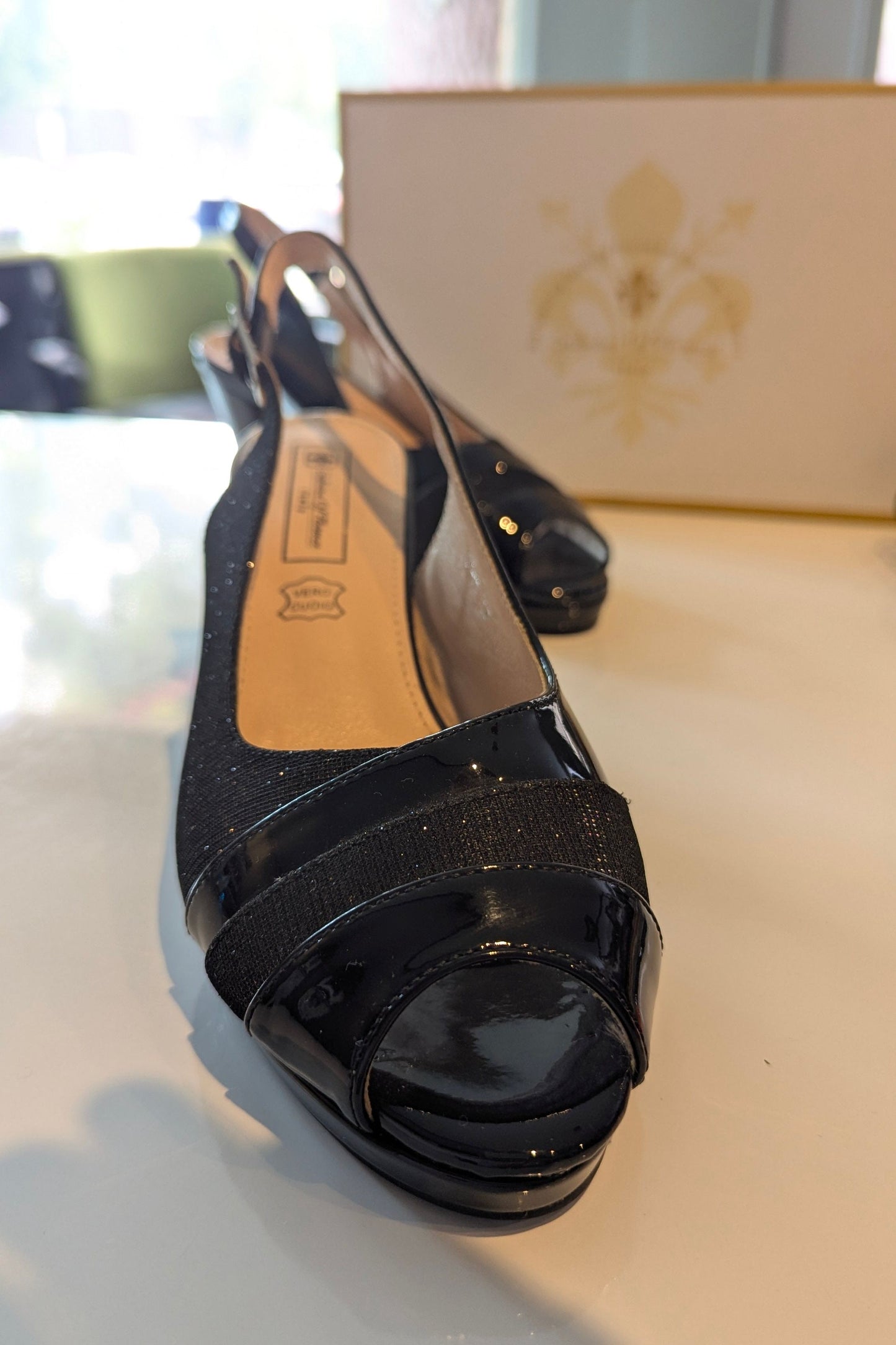 Women's Black Slingback with Shimmer by Sabatini of Florence Italy