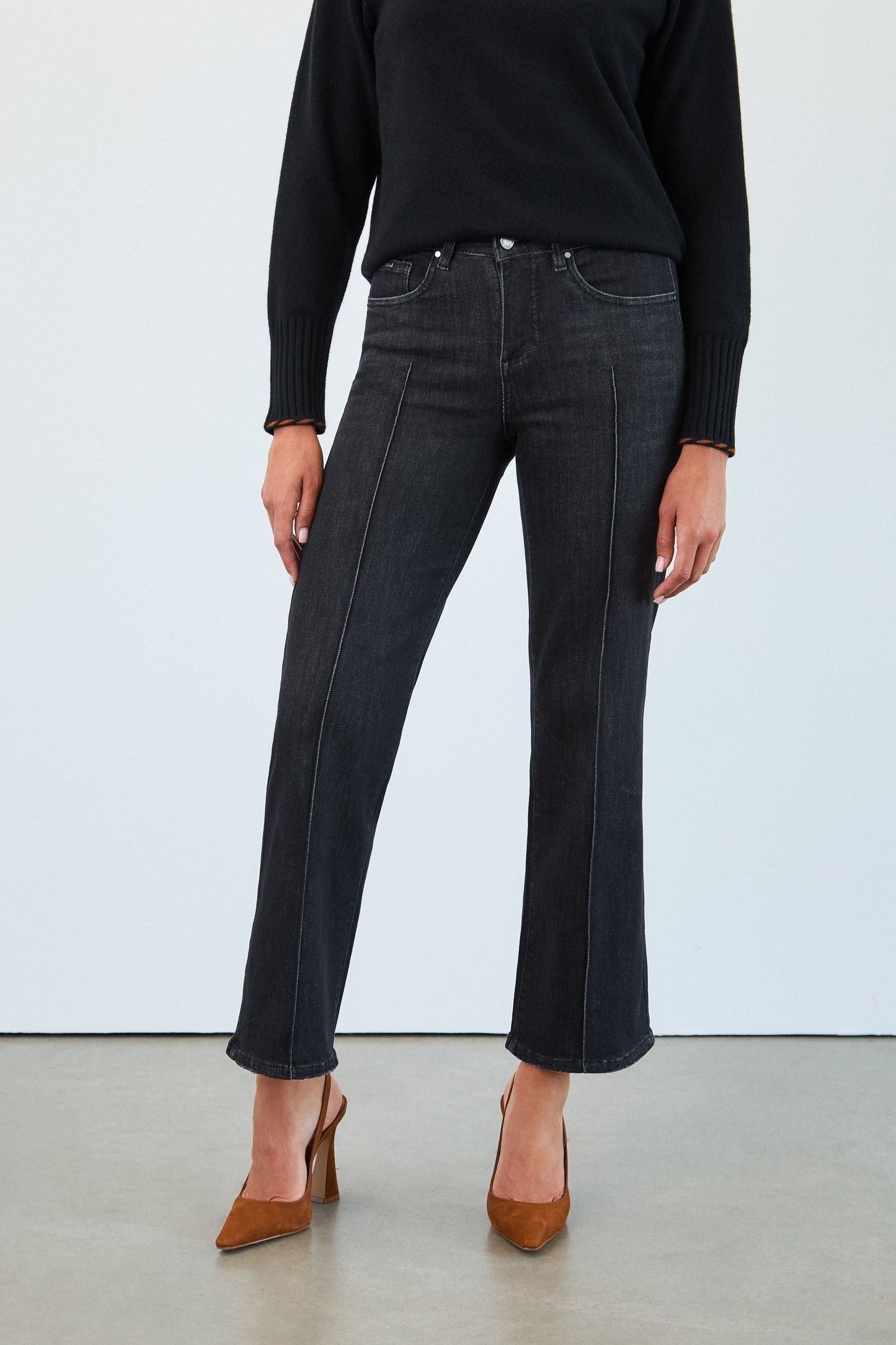 Olivia Pintuck Wide Leg in Black Wash by French Dressing Jeans