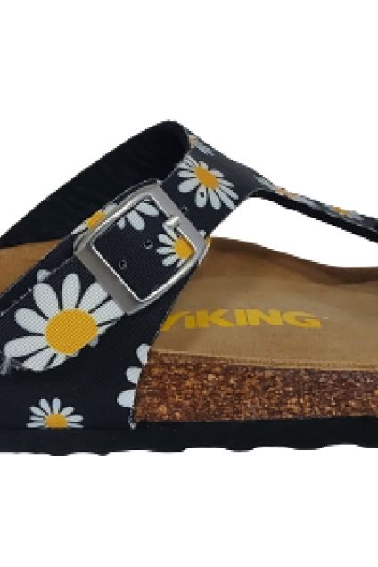 Women's Laguna Thong Sandal with Arch Support – in Black Daisy by Viking Sandals