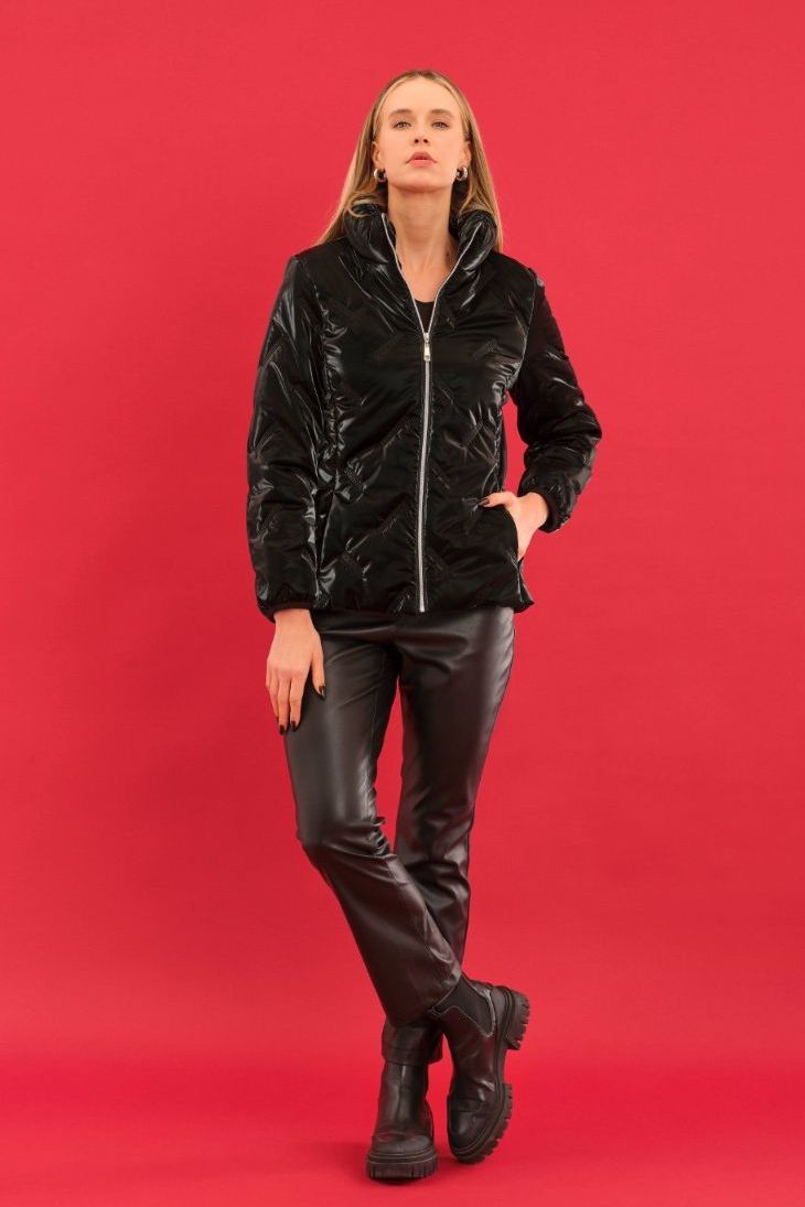 Women's Sleek Black Quilted Lightweight Jacket by Dolcezza