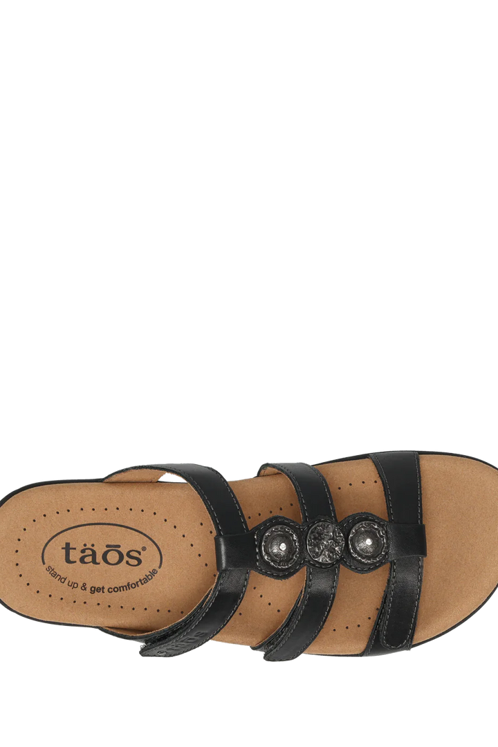 Women's Prize 4 Leather Slide Sandal in Black by Taos