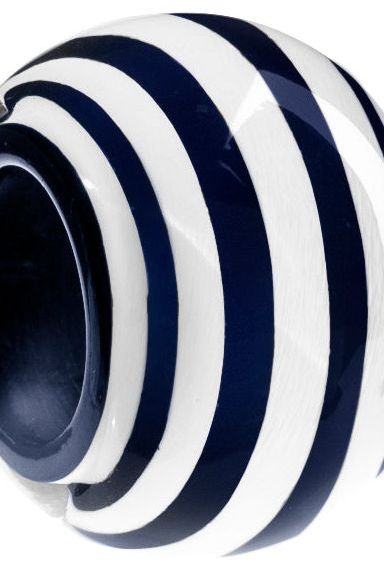 Bliss Striped Navy and White Necklace Resin Bead by Zsiska