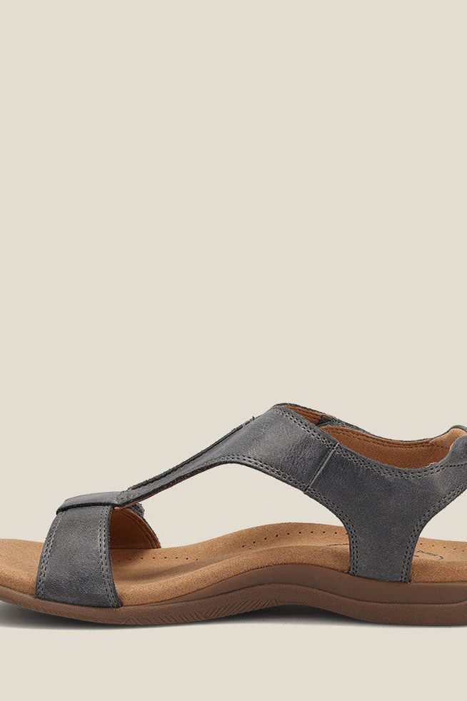TAOS The Show Women's Steel Grey Leather Comfort Sandals – Arch Support & Adjustable Straps