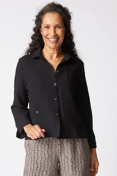 Women's Black Button Up Jacket Style Shirt in Black by Habitat Clothes