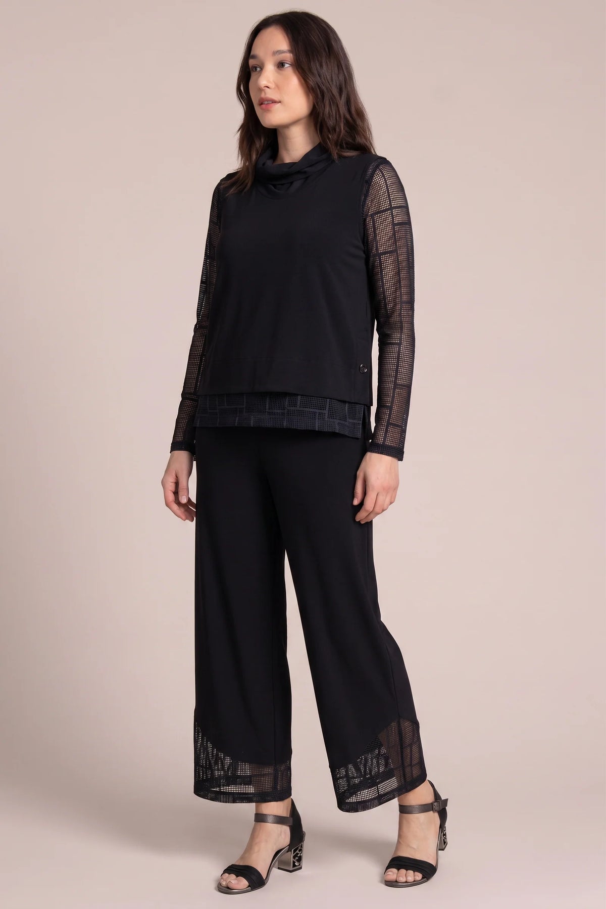 Soffio Crepe Top It Up Smock Vest Top in Black by Sympli